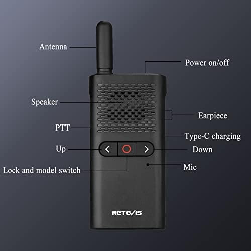 Retevis RB28B Restaurant Walkie Talkies with Earpiece,USB-C Rechargeable Walkie Talkies,1500mAh Battery, Portable VOX Hands Free Two Way Radio for Church School Retail Clinic Healthcare(10 Pack)