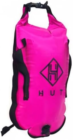 HUT Swim Buoy Dry Bag - UK's Favorite Tow Float and Watertight Dry Bag for Open Water Swimmers, Triathletes. High Visibility Safety Swim Buoy, Two air Chambers – be seen be Safe.