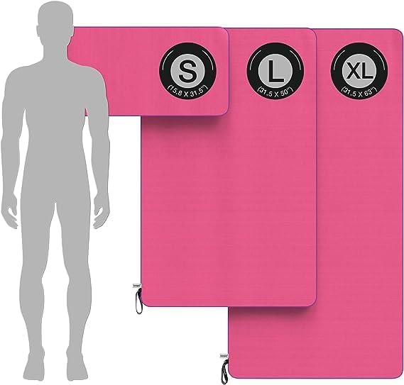 Kangoo Ribbed Microfiber Towel – Super Absorbent and Quick Dry, Suitable for Travel, Beach, Camping, Gym, Pool, Yoga (Fuchsia)