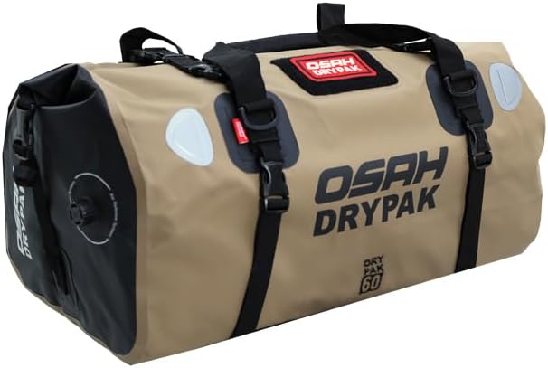Motorcycle Dry Bag - Waterproof Motorcycle Duffle & Luggage Tail Bag Saddle Bags with Roll Top Closure, Large Storage Space,for Motorcycle Back Seat(MudBrown, 60L)