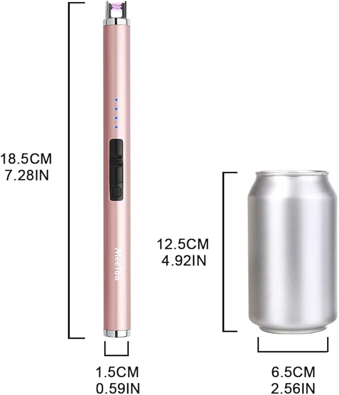 MeeToo Candle Lighter Electric Lighter Rechargeable USB Type-C Lighters for Candle BBQ Camping Fireworks (Rose Gold)