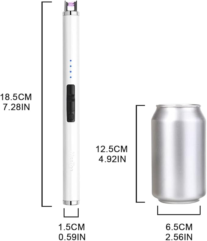 MeeToo Candle Lighter Electric Lighter Rechargeable USB Type-C Lighters for Candle BBQ Camping Fireworks (White)