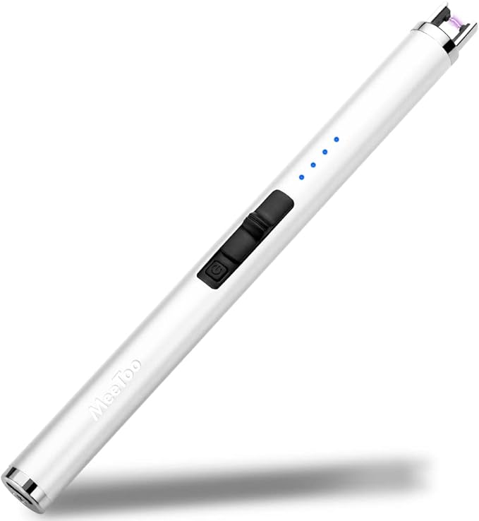 MeeToo Candle Lighter Electric Lighter Rechargeable USB Type-C Lighters for Candle BBQ Camping Fireworks (White)