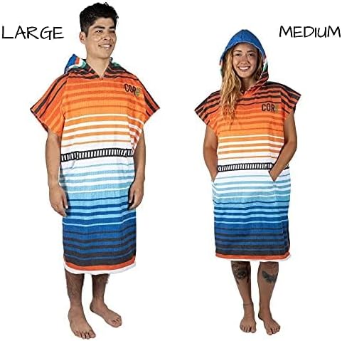 COR Surf Poncho Changing Towel Robe with Hood and Front Pocket, Made of Quick Dry Microfiber Doubles Up As A Beach Towel and Blanket, (Medium, Sarape)