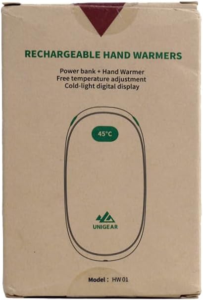 Unigear Hand Warmers Rechargeable, Reusable Portable Electric Hand Warmer 5200mAh USB Power Bank with Multi Heating Level from 95-131℉ and Digital Screen, Great for Raynauds, Outdoor, Camping, Hiking