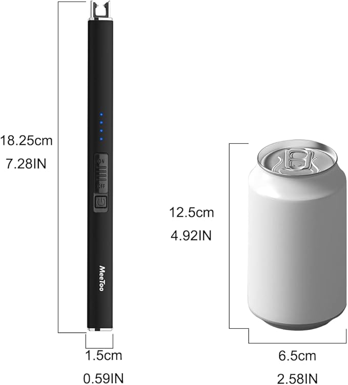 MeeToo Electric Candle Lighter Rechargeable Lighter Type-C Plasma Arc Lighters for Candle Camping Kitchen (Black)