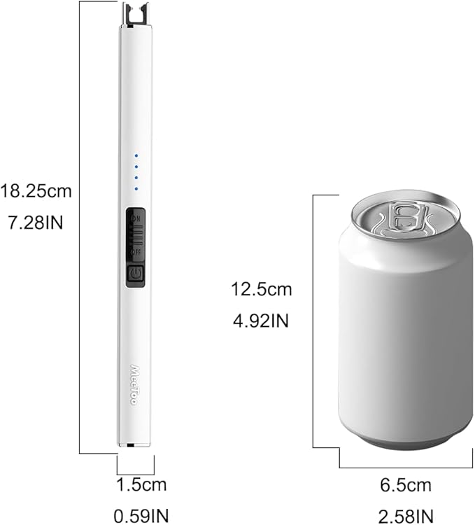 MeeToo Electric Candle Lighter Rechargeable Lighter Type-C Plasma Arc Lighters for Candle Camping Kitchen (White)