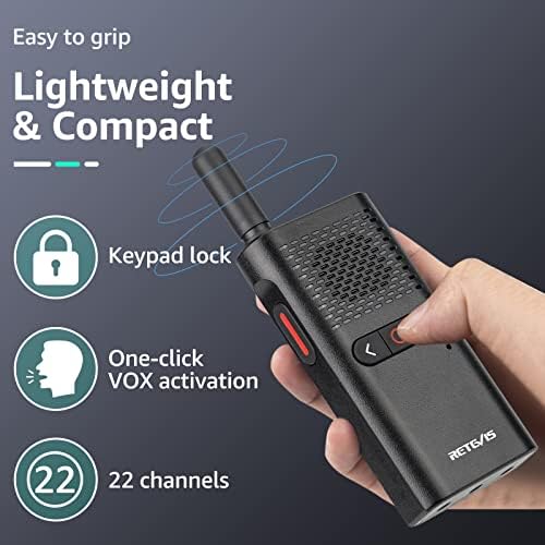 Retevis RB28B Restaurant Walkie Talkies with Earpiece,USB-C Rechargeable Walkie Talkies,1500mAh Battery, Portable VOX Hands Free Two Way Radio for Church School Retail Clinic Healthcare(10 Pack)