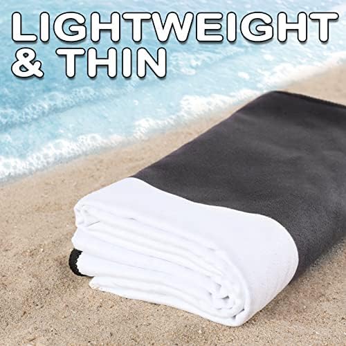 Oversized Monogrammed Microfiber Thin Beach Towel Compact Sandproof Quick Dry Sand Free Extra Large Big Packable Travel Camping Towels Personalized Best Gifts for Friends Men Women Adults Black L
