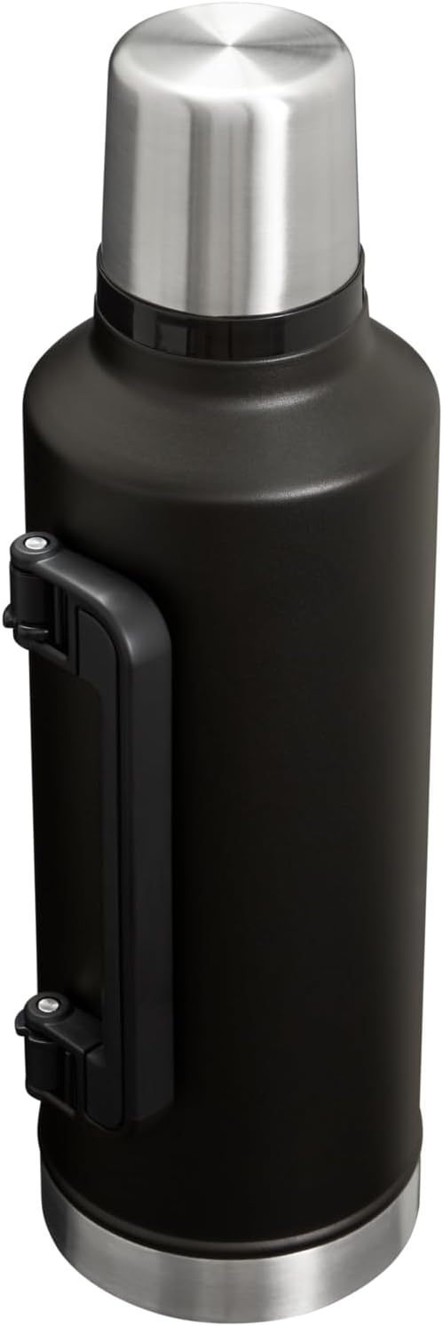 Stanley Classic Legendary Vacuum Bottle 2.5 qt | Wide Mouth with Leakproof Cup Lid | Keep Drinks Hot or Cold | Packable for Travel | Insulated Stainless Steel Thermos | BPA-Free | Black 2.0
