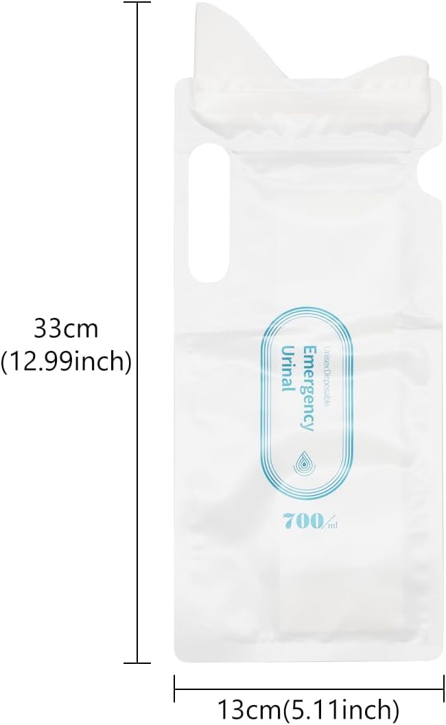 Dohia Disposable Urinal Bag 700ml Emergency Portable Urine Bag Travel Urinal Bag Unisex Pee Bag Vomit Bag D1-2307-YJND