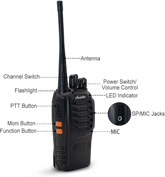 Walkie Talkies for Adults Long Range Rechargeable 2-Way Radio Walkie Talkie with 6-Bank Gang Charger and Spare Batteries (6 Pack)