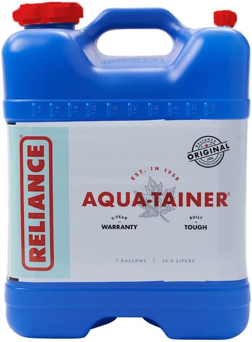Reliance Products Aqua-Tainer 7 Gallon Rigid Water Container, Blue , 11.3 Inch x 11.0 Inch x 15.3 Inch