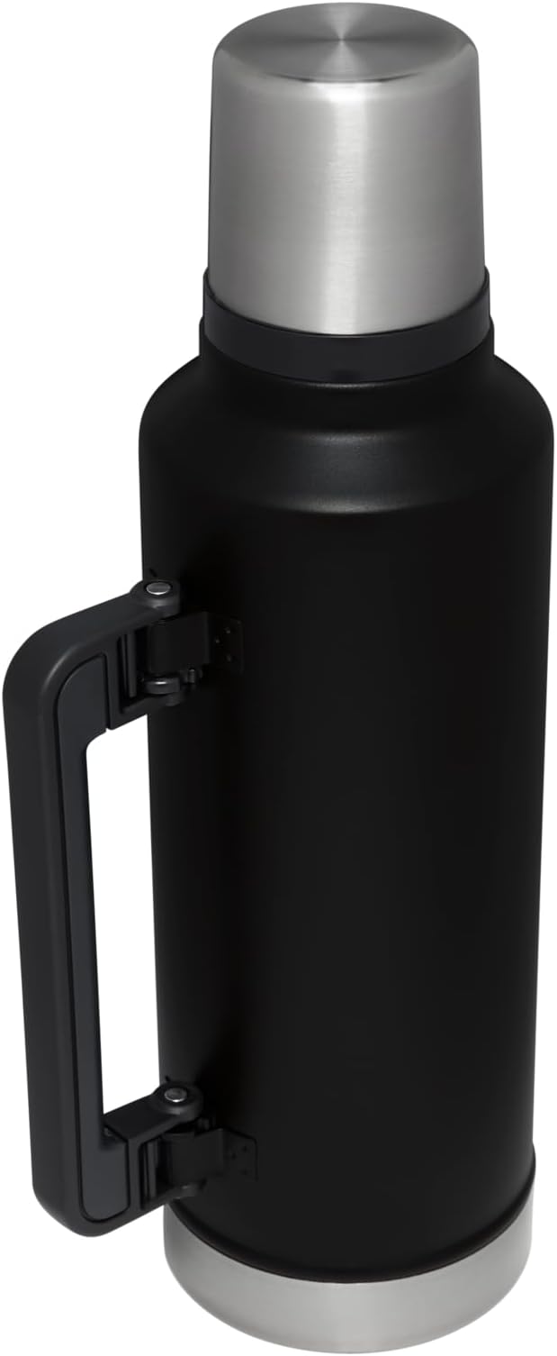 Stanley Classic Legendary Vacuum Bottle 2.0 qt | Wide Mouth with Leakproof Cup Lid | Keep Drinks Hot or Cold | Packable for Travel | Insulated Stainless Steel Thermos | BPA-Free | Black 2.0