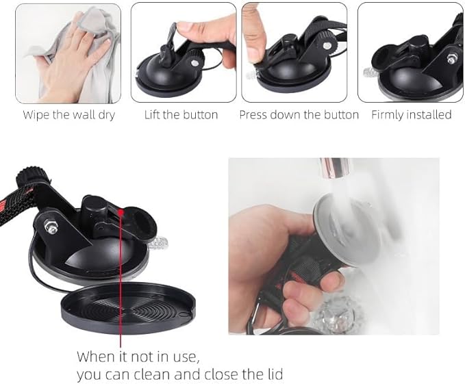 Suction Cups Hooks,Heavy Duty 2 Pieces with Rotatable Hooks Tie Down Suction Cup Camper Accessories with Viscous Silicone Strong Power for Car Boat Awning Camping Trap.(2 pcs Black)