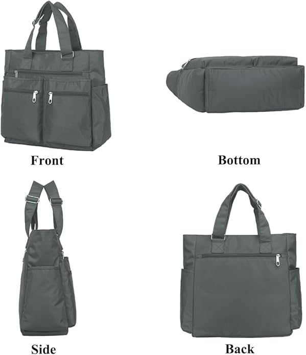 VOLGANIK ROCK Canvas Tote Bag Waterproof Nylon Multi Pocket Shoulder Bags Laptop Work Bag Teacher Purse Handbag for Women Men