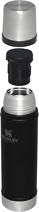 Stanley Classic Legendary Vacuum Bottle 20 oz | Wide Mouth with Leakproof Cup Lid | Keep Drinks Hot or Cold | Packable for Travel | Insulated Stainless Steel Thermos | BPA-Free | Black 2.0