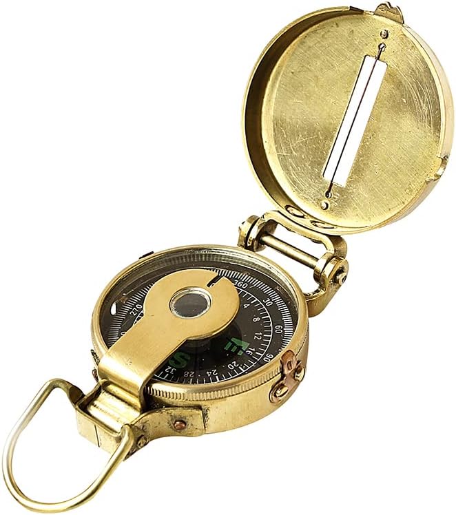 collectiblesBuy Vintage Old Style Military Compass Nautical Pocket Shiny Brass Navigational Instrument Pocket Compass | Engraved Gift for Husband, Son, Scouts, Camping, Hiking