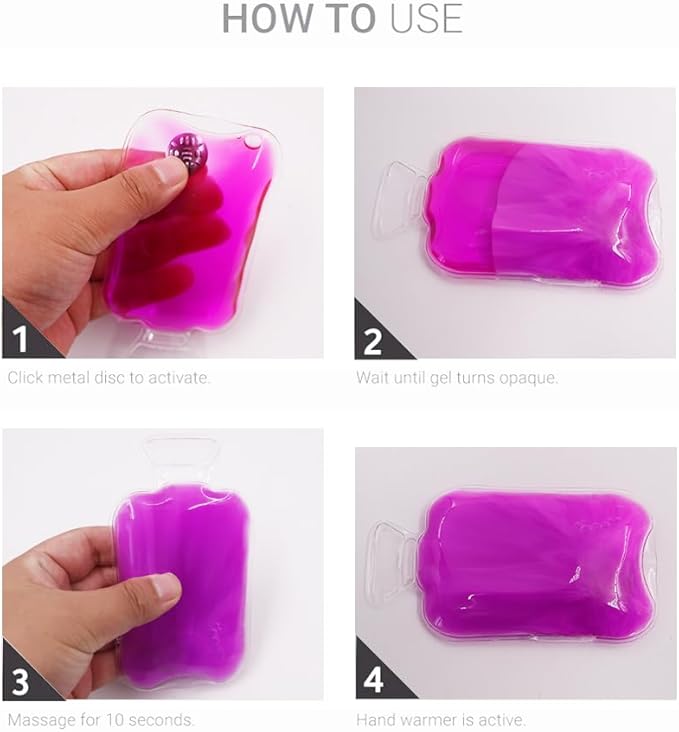 Reusable Snap Heat Pack, Hand Warmers Click, Hand Warmers Boil Click Heat Pocket Hand Warmer, Pouch Gel Hand Warmers Long Lasting Warmth for Camping, Outdoor
