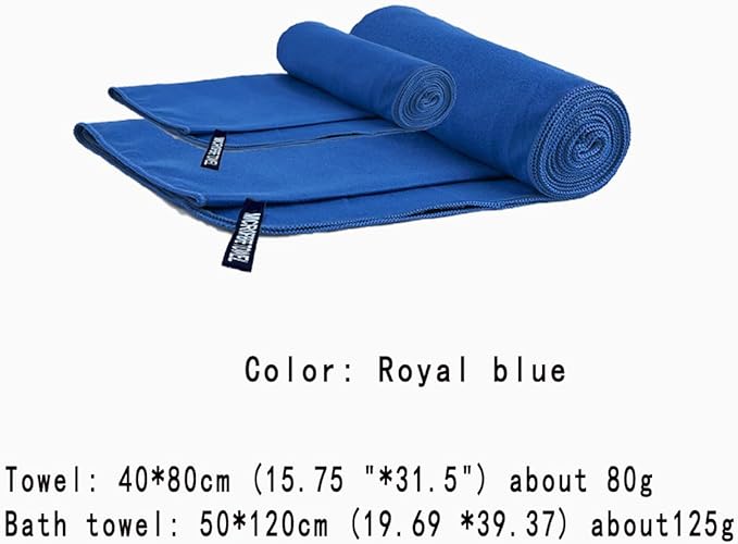 Quick Dry Towel Beach Swim Bath Towel Super Absorbent Microfiber Fast Drying Towels Lightweight for Travel Sports Camping Hiking Backpacking Gym Swimming Yoga (Royal Blue, 19.69 "* 47.24")