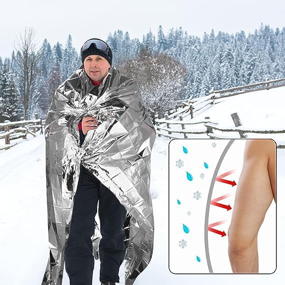 Emergency Mylar Thermal Blankets -Space Blanket Survival kit Camping Blanket (4-Pack). Perfect for Outdoors, Hiking, Survival, Bug Out Bag ,Marathons or First Aid 1
