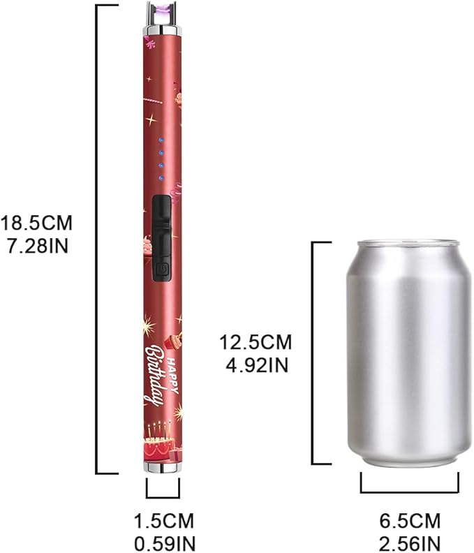 MeeToo Candle Lighter Electric Lighter Rechargeable USB Type-C Lighters for Candle BBQ Camping Fireworks (Birthday Red)