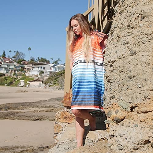 COR Surf Poncho Changing Towel Robe with Hood and Front Pocket, Made of Quick Dry Microfiber Doubles Up As A Beach Towel and Blanket, (Medium, Sarape)