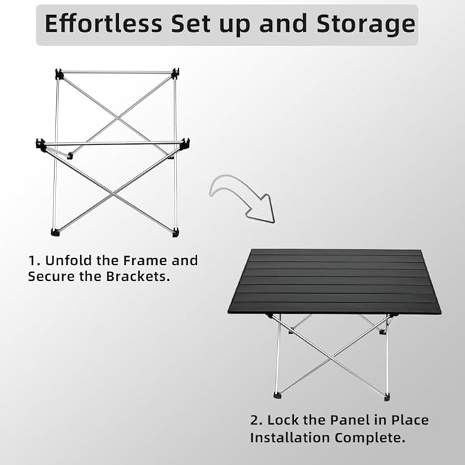 Folding Camping Table Beach Table Portable Camp Side That Fold Up Lightweight, Tent Table Folding Camp Table, Fold Up Camping Tables with Carry Bag(M), Black