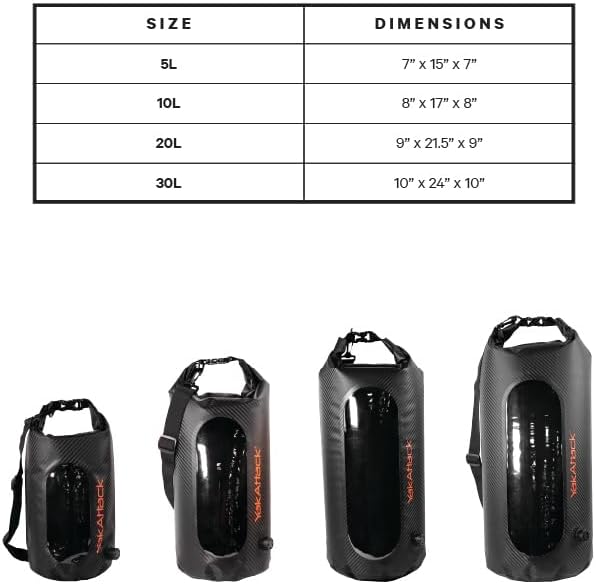 YakAttack 30L Roll-Top Drybag with Air Valve - Black Carbon | Heavy Duty Waterproof Dry Bag for Kayaking, Boating, Camping & Paddleboarding | Large Marine Drybag for Gear Protection & Storage