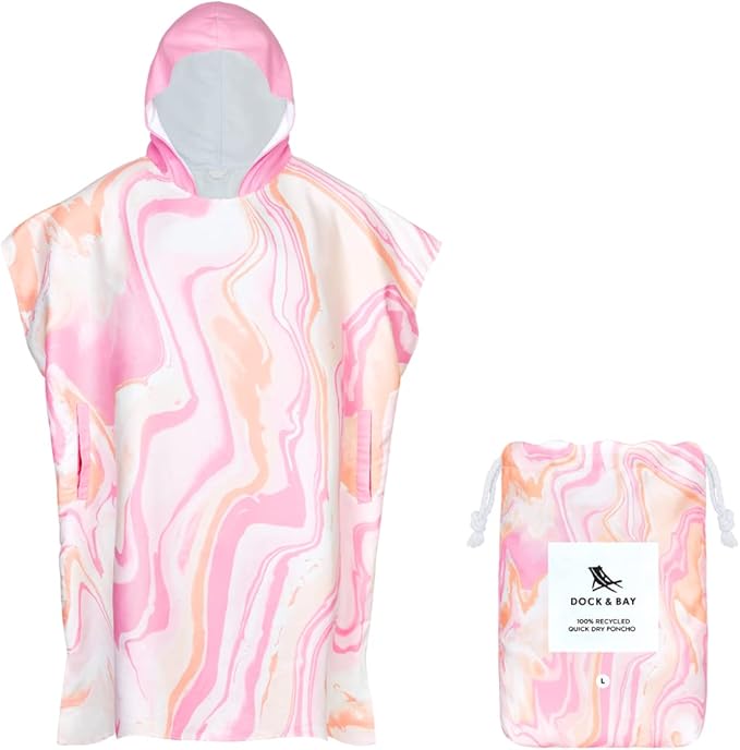 Dock & Bay Adult Poncho - Hooded Towel with Deep Pockets, Changing Robe - Quick Dry - Compact, Lightweight - Includes Bag