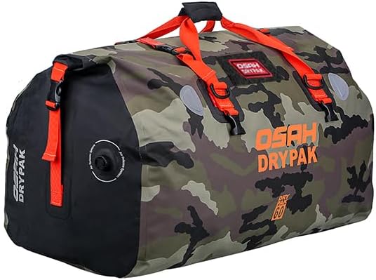 Motorcycle Dry Bag - Waterproof Motorcycle Duffle & Luggage Tail Bag Saddle Bags with Roll Top Closure, Large Storage Space,for Motorcycle Back Seat(Jungle, 60L)