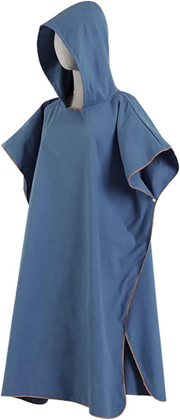 Quick Dry Surf Poncho Changing Towel Robe Hoodie for Adults Men Women,Microfiber Beach Wetsuit Tops Surfing Swimming Bathing Parka -One Size Fits All Dark Blue