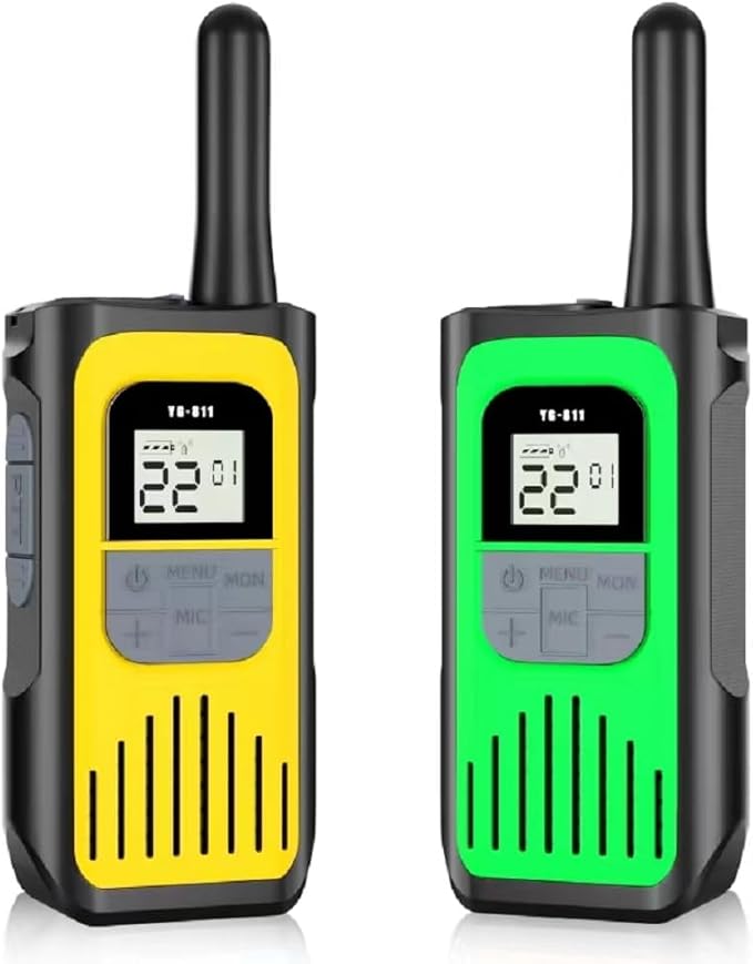 Walkie Talkies for Adults, Rechargeable Walkie Talkies Long Range 22 Channel Two-Way Radios with 1200mAh Li-ion Batteries and USB Charger for Biking,Camping,Hiking,2 Pack