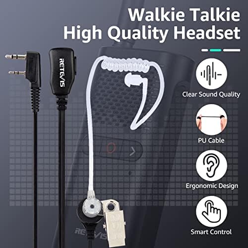 Retevis RB28B Restaurant Walkie Talkies with Earpiece,USB-C Rechargeable Walkie Talkies,1500mAh Battery, Portable VOX Hands Free Two Way Radio for Church School Retail Clinic Healthcare(10 Pack)