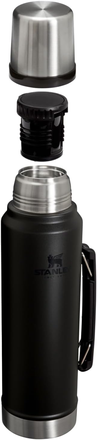 Stanley Classic Legendary Vacuum Bottle 20 oz | Wide Mouth with Leakproof Cup Lid | Keep Drinks Hot or Cold | Packable for Travel | Insulated Stainless Steel Thermos | BPA-Free | Black 2.0
