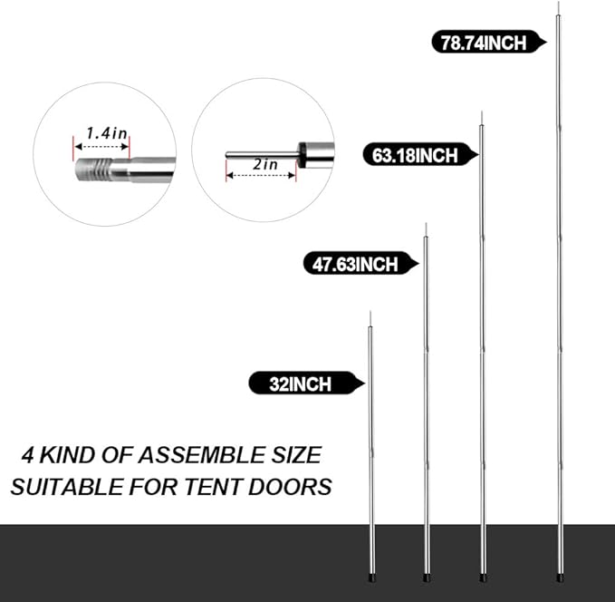 SANLIKE Tent Poles for Tarp, 6.6' Tarp Poles Set of 2, Tent Poles Replacement, Telescoping Pole, Canopy Poles, Camping Poles for Rooftop Tents, Trekking Pole Tent for Trailor, Rain Fly, Camper, Awning