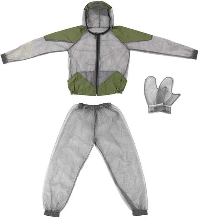 Kids Mosquito Suit Outdoor Net Clothing Mosquito Insect Bug Proof Clothing Insect Mesh Protection Clothing Mesh Insects Net Gloves mosquito suits for adults,bug suit Grey ( XL )