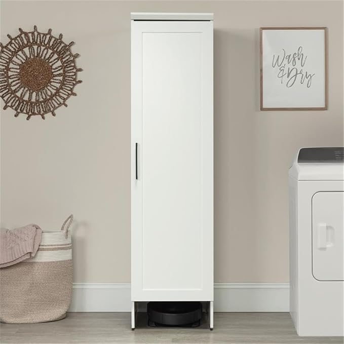 Sauder Homeplus Robot Vacuum Storage Cabinet, Soft White finish