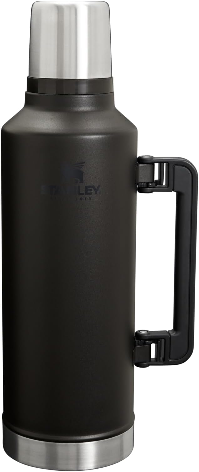 Stanley Classic Legendary Vacuum Bottle 2.5 qt | Wide Mouth with Leakproof Cup Lid | Keep Drinks Hot or Cold | Packable for Travel | Insulated Stainless Steel Thermos | BPA-Free | Black 2.0