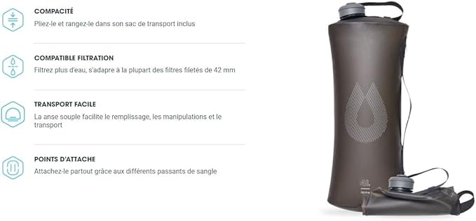 HydraPak Seeker - Collapsible Camping Water Storage (2L, 3L, 4L, 6L, 10L) - BPA & PVC Free, Hydration Reservoir Bag, Leak Proof