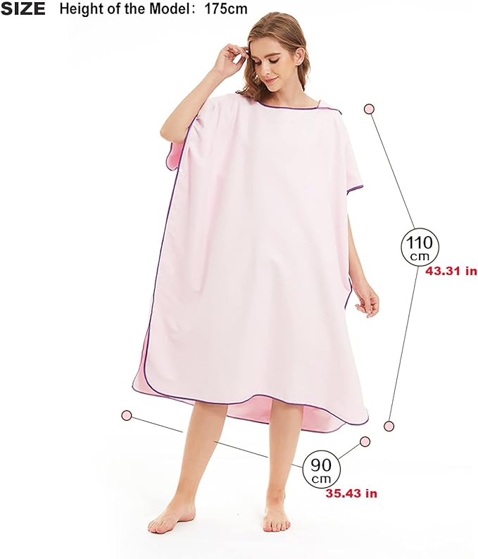 Quick Dry Surf Poncho Changing Towel Robe Hoodie for Adults Men Women,Microfiber Beach Wetsuit Tops Surfing Swimming Bathing Parka -One Size Fits All