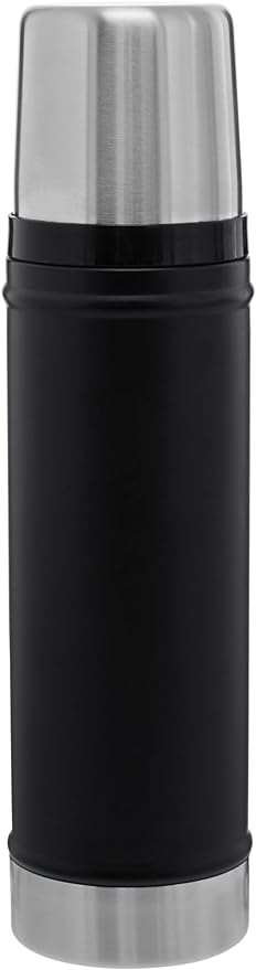 Stanley Classic Legendary Vacuum Bottle 20 oz | Wide Mouth with Leakproof Cup Lid | Keep Drinks Hot or Cold | Packable for Travel | Insulated Stainless Steel Thermos | BPA-Free | Matte Black