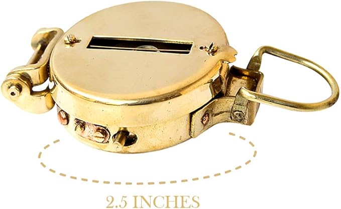 collectiblesBuy Vintage Old Style Military Compass Nautical Pocket Shiny Brass Navigational Instrument Pocket Compass | Engraved Gift for Husband, Son, Scouts, Camping, Hiking