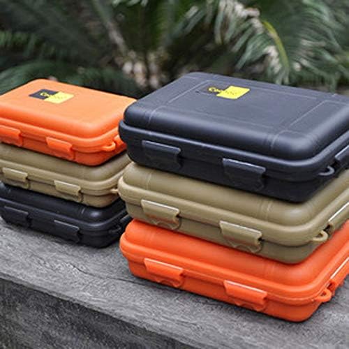 Outdoor Survival Storage Box, Waterproof Shockproof Box Plastic Tool Box Enclosure Airtight Survival Case Container Storage Travel Sealed Containers Carry Box For Camping Fishing (S, Orange)