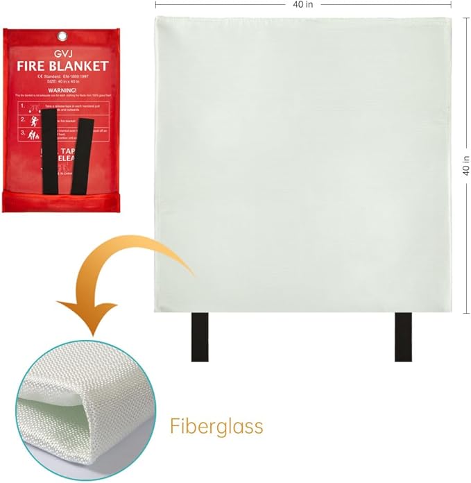 Fire Blanket,Emergency Fire Blanket for Home and Kitchen, Fiberglass Fire Extinguisher Blanket for Camping, Cars, 0ffices, Warehouses, Schools,Grill, Fireplaces (1)