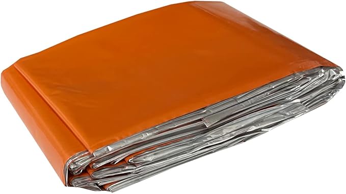 Rescue Essentials Hypothermia Wrap Blanket, Oversized 60" x 96", Mylar/Lightweight Polyethylene Fabric (Orange)
