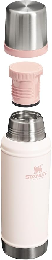 Stanley Classic Legendary Vacuum Bottle 1.0 qt | Wide Mouth with Leakproof Cup Lid | Keep Drinks Hot or Cold | Packable for Travel | Insulated Stainless Steel Thermos | BPA-Free | Rose Quartz