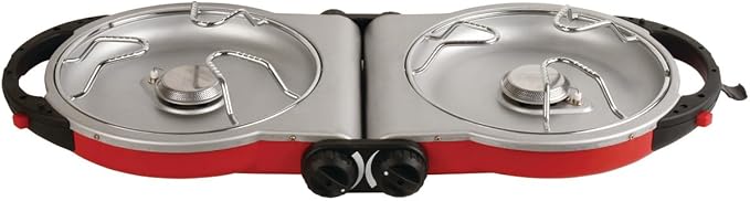 Coleman Fold N Go 2-Burner Propane Camping Stove Portable Folding Camp Stove with Push-Button Instant Ignition 2 Adjustable Burners with Pressure Control and 20000 BTUs of Power