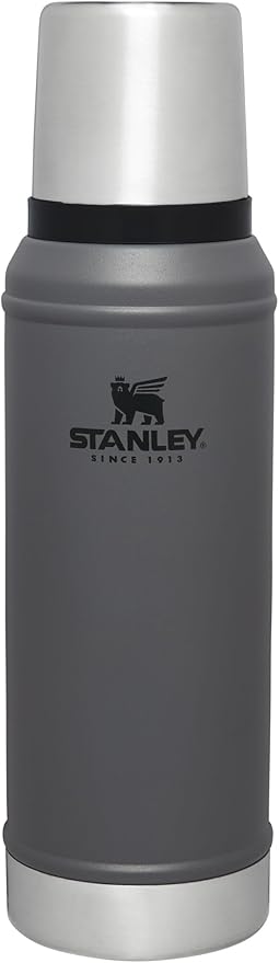 Stanley Classic Legendary Vacuum Bottle 1.0 qt | Wide Mouth with Leakproof Cup Lid | Keep Drinks Hot or Cold | Packable for Travel | Insulated Stainless Steel Thermos | BPA-Free | Charcoal