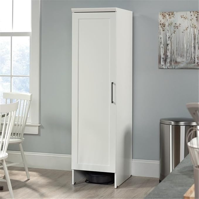 Sauder Homeplus Robot Vacuum Storage Cabinet, Soft White finish